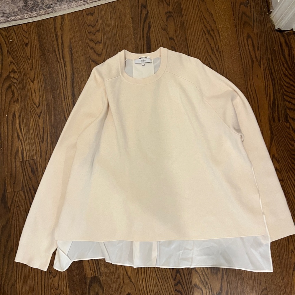 Tibi Women’s Cream Sweater with Silk Back, Tibi size L